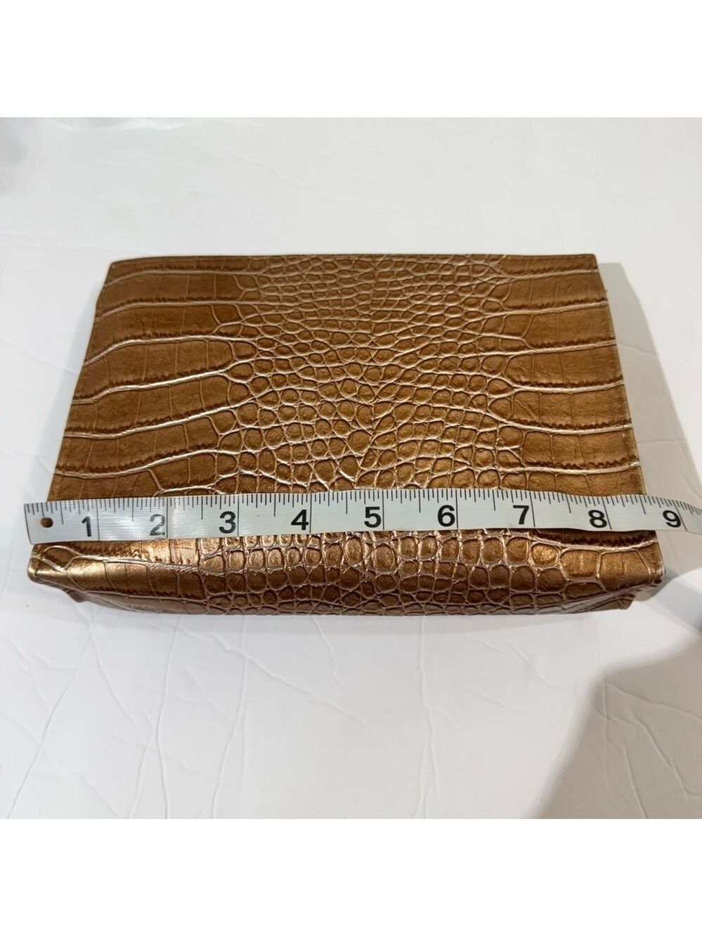 Crocodile Embossed Bronze Makeup/Toiletries Bag - Picture 4 of 5